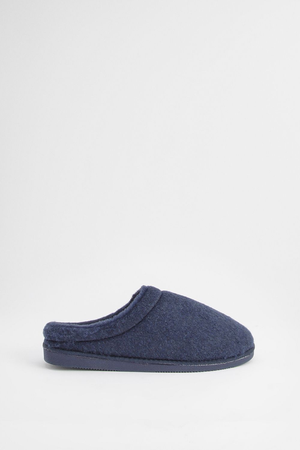 Maine Navy Faux Fur Lined Mule Slippers