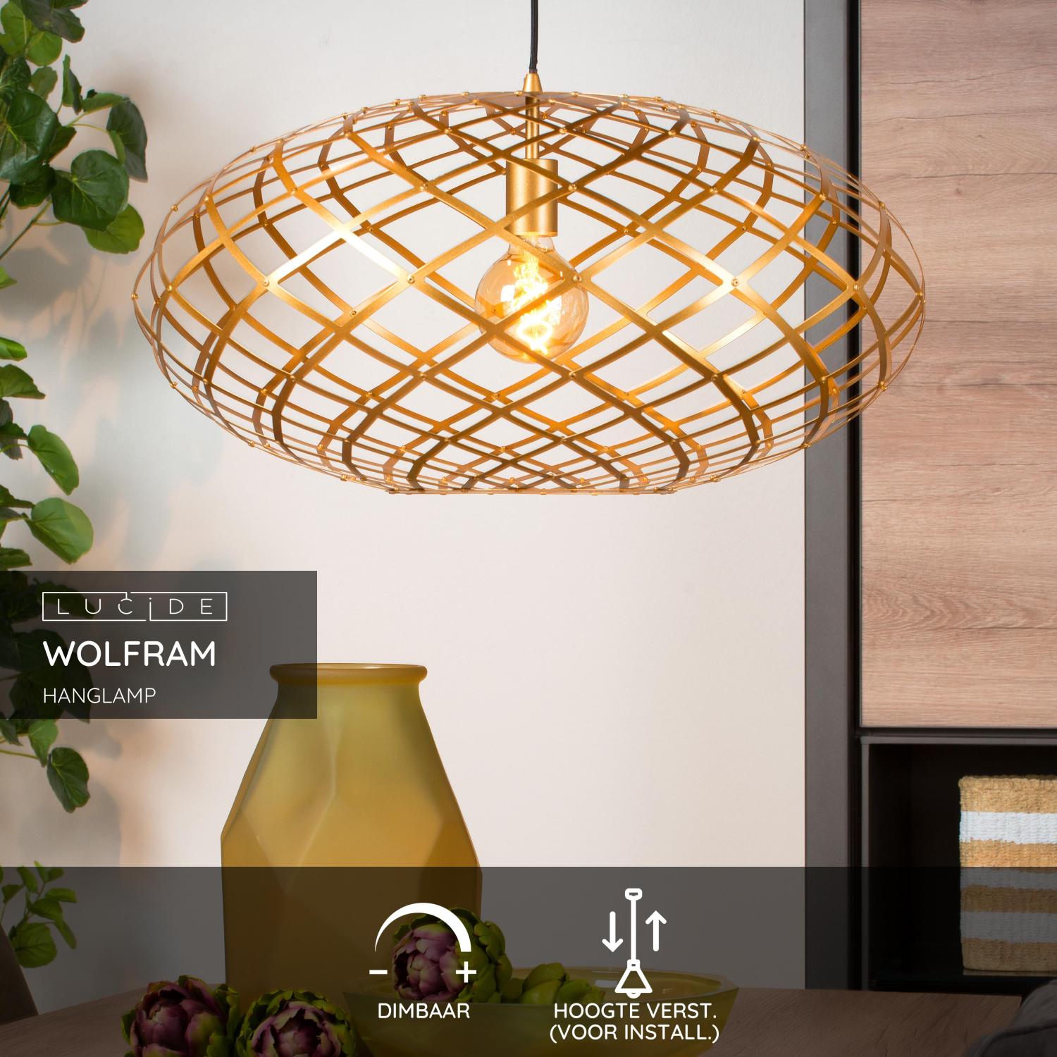 Lucide WOLFRAM Hanglamp - Mat Goud   Messing