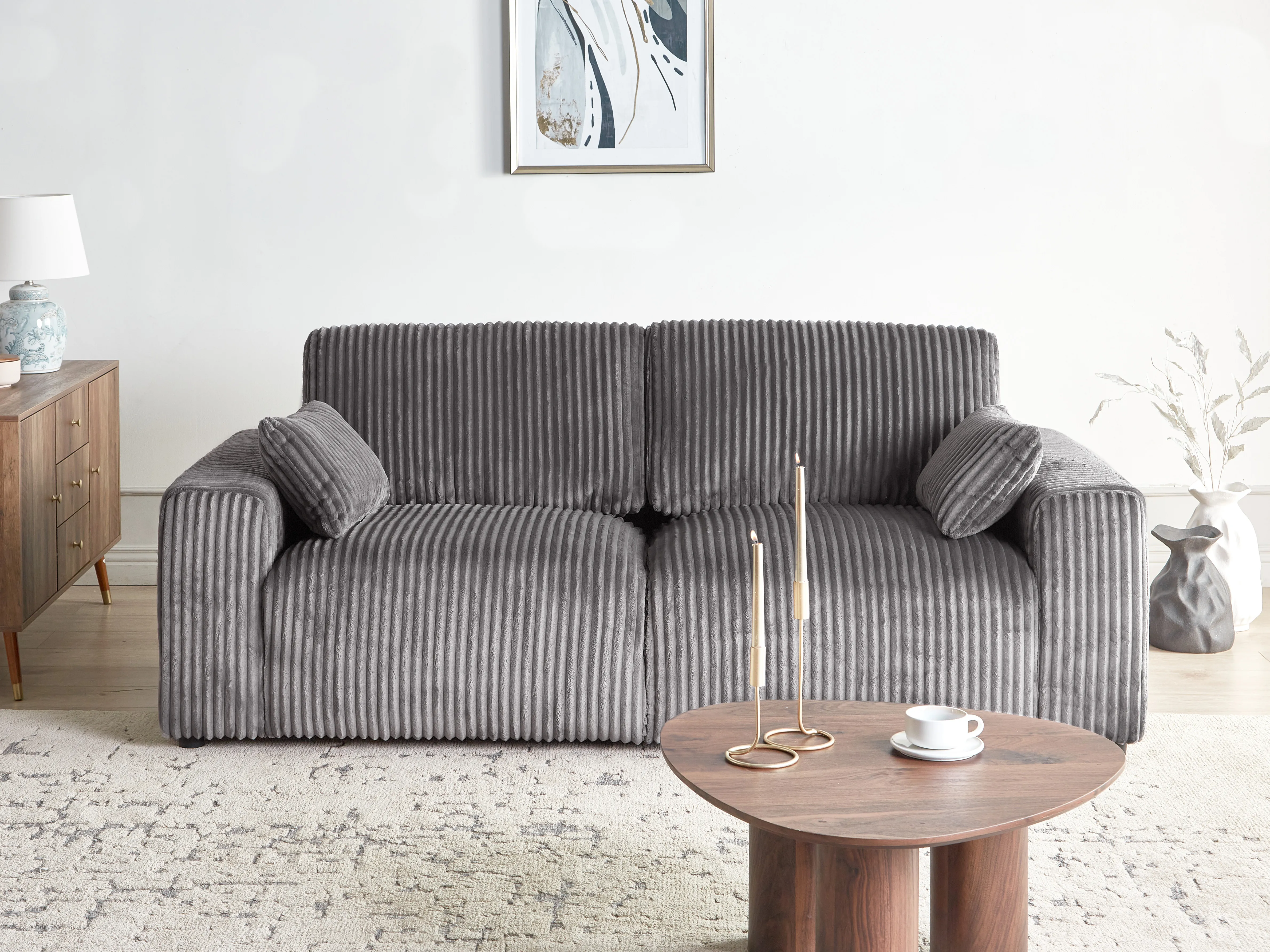 3 Seater SANDORA Corduroy Grey
