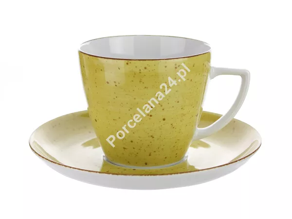 Filiżanka ze spodkiem 0,35 L / 17,5 cm Lubiana - Beata / Dorota 6630J ŻÓŁTY GIFT BOX