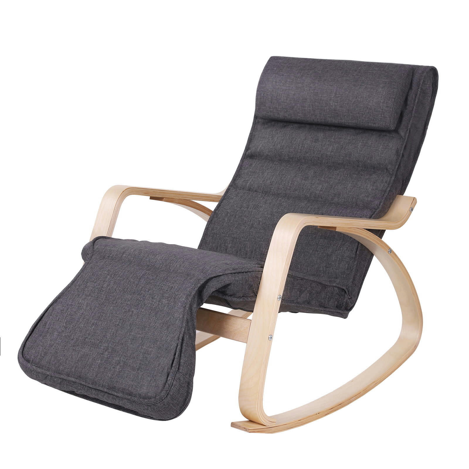 - Fauteuil à bascule moderne tissu bois gris foncé