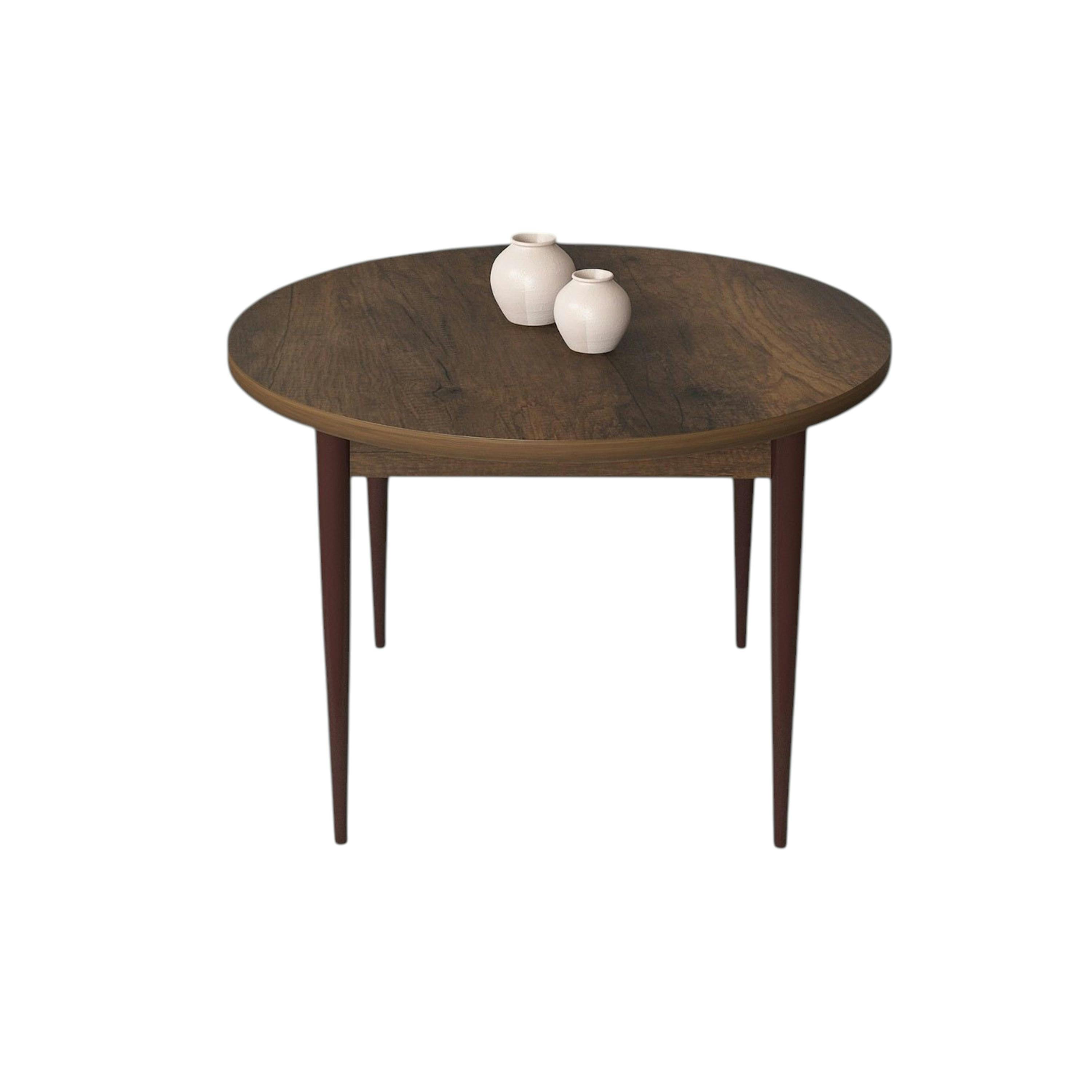 Table à manger ronde effet bois noyer foncé Ø90 cm AROLA