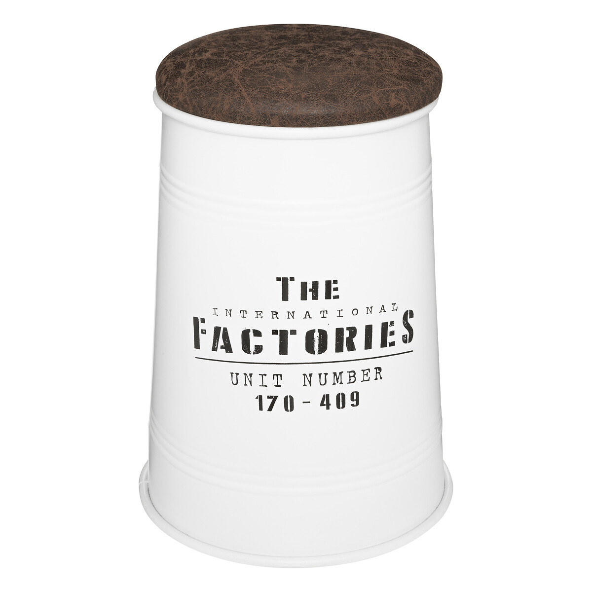 Pufe JO&Atilde;O branco em metal 47cm