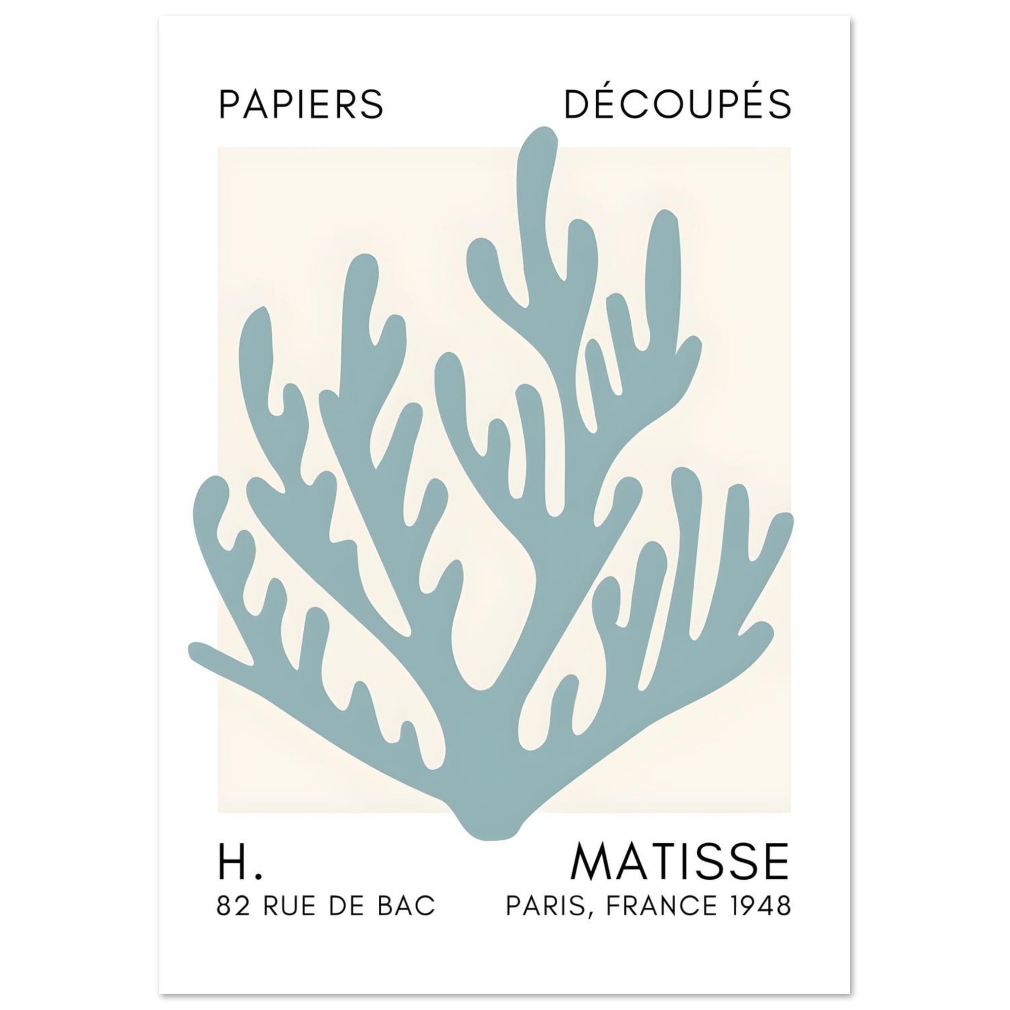 Artfulprints Poster Matisse – Coral harmony turquoise  - A4 21x29.7 cm - Turquoise