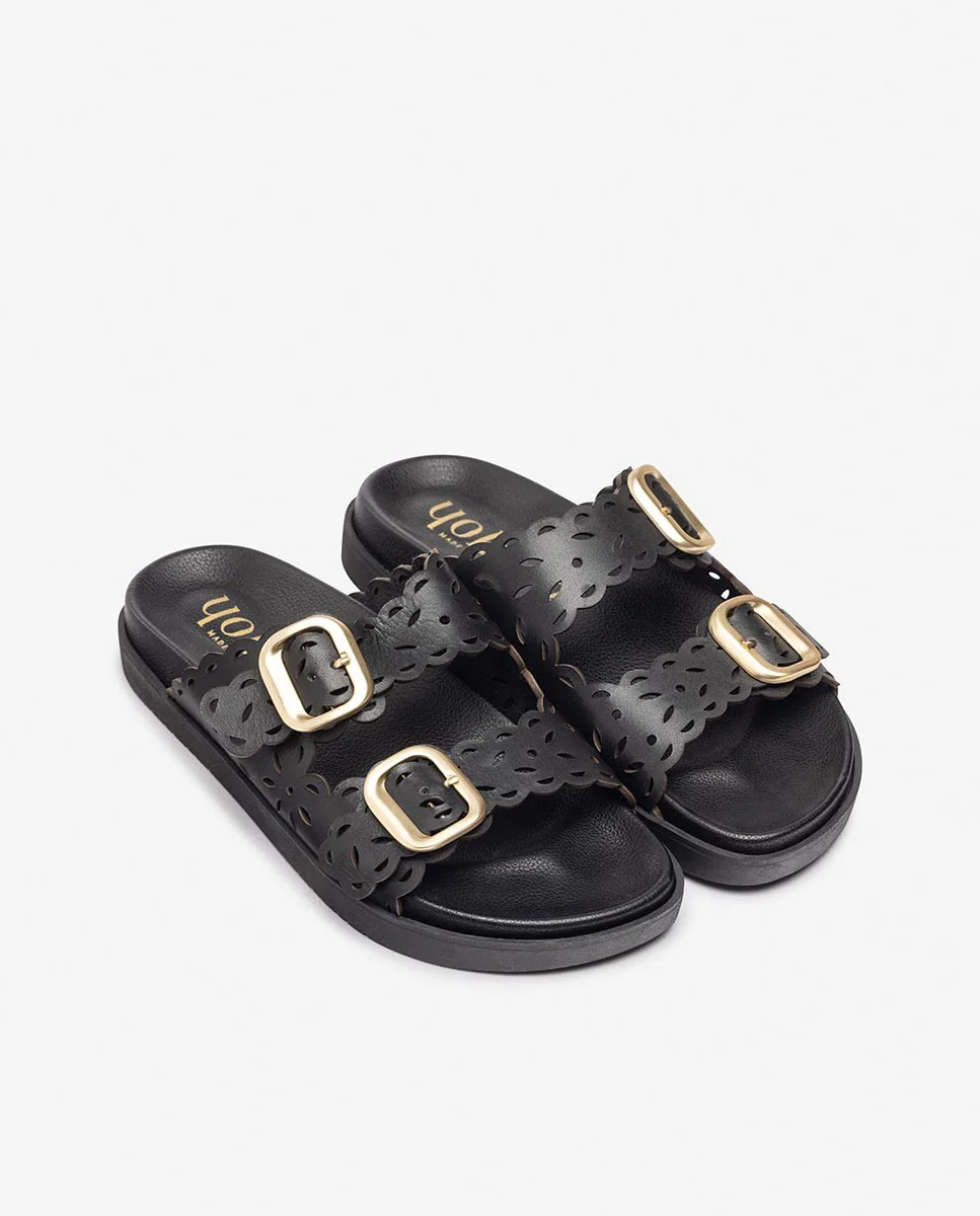 Sandalia plana MORENA-306 negro