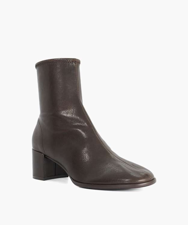 Pyro Brown - Leather Block-Heel Ankle Boots