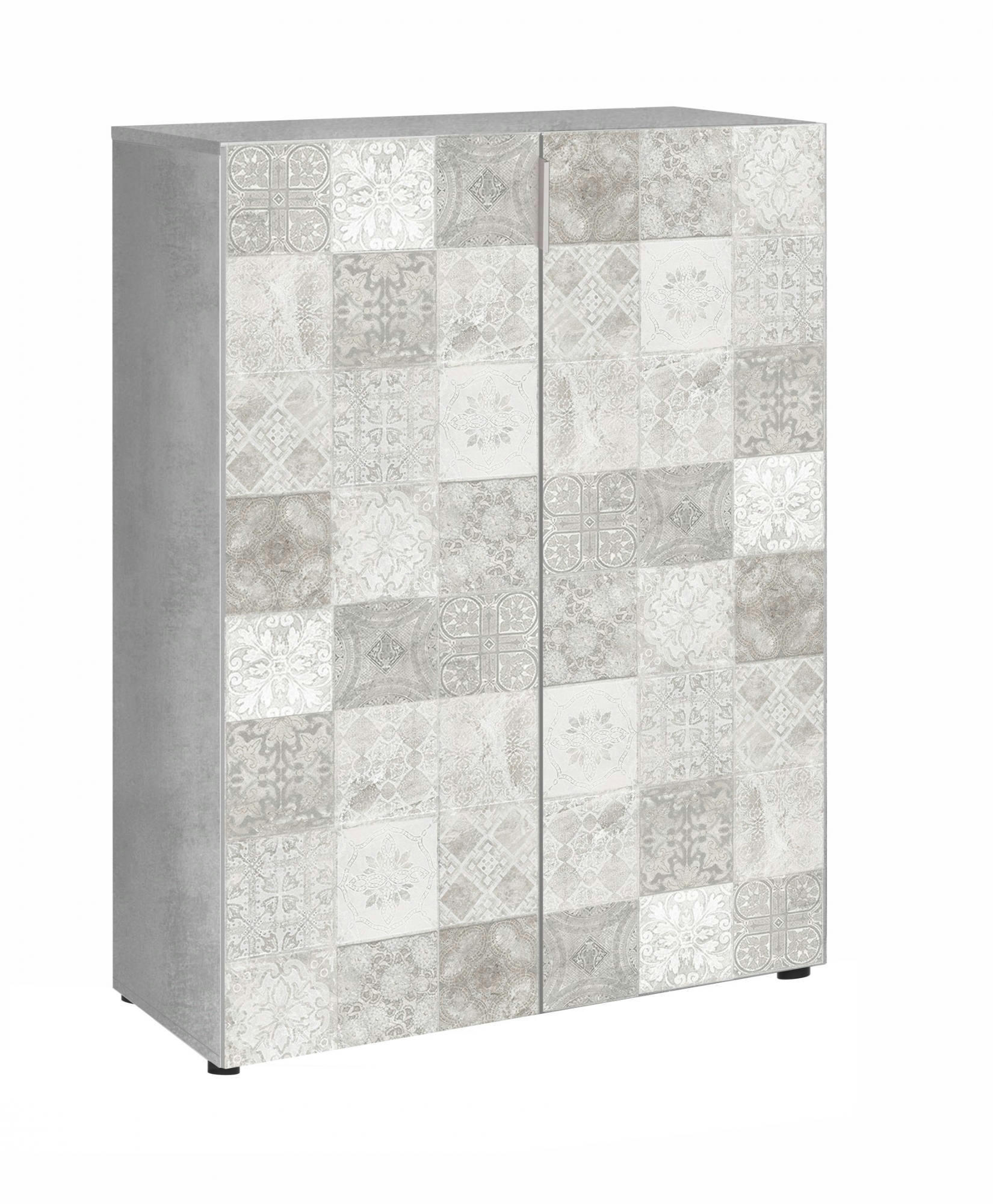 DLEL - Armoire polyvalente 2 portes avec effet et détails bois-béton