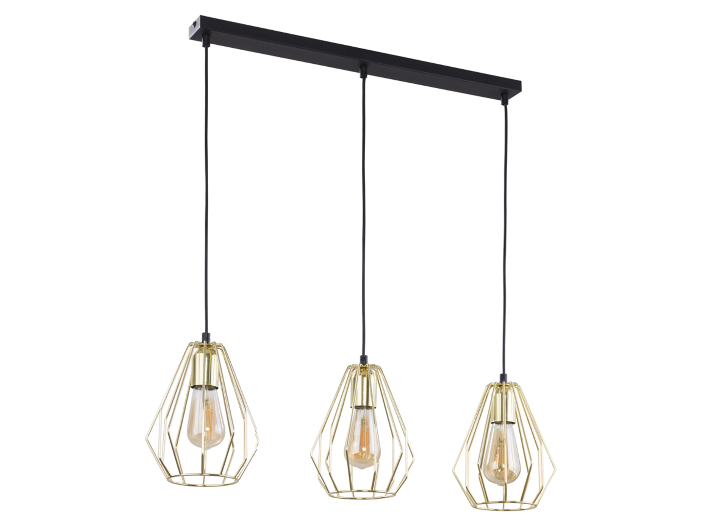 Lampa wisząca Brylant Gold 3-punktowa metalowa czarno-złota