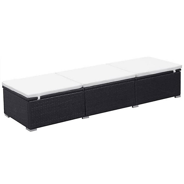Chaise longue amovible avec coussin - Noir Blanc - 195 x 60 x 31 cm