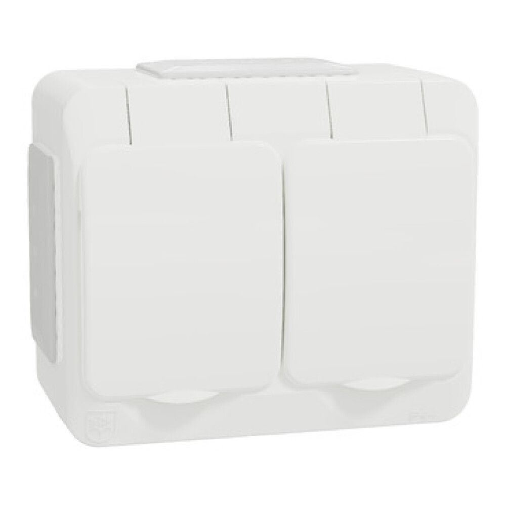 VEGGUTTAK SCHNEIDER ELECTRIC WDE0400080 AQUA-STARK 2-VEIS JORDET MED LÅS HVIT