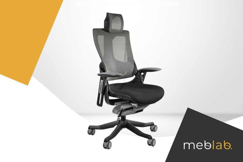 Ergonomiczny fotel biurowy WAU 2 czarny siatka/tkanina