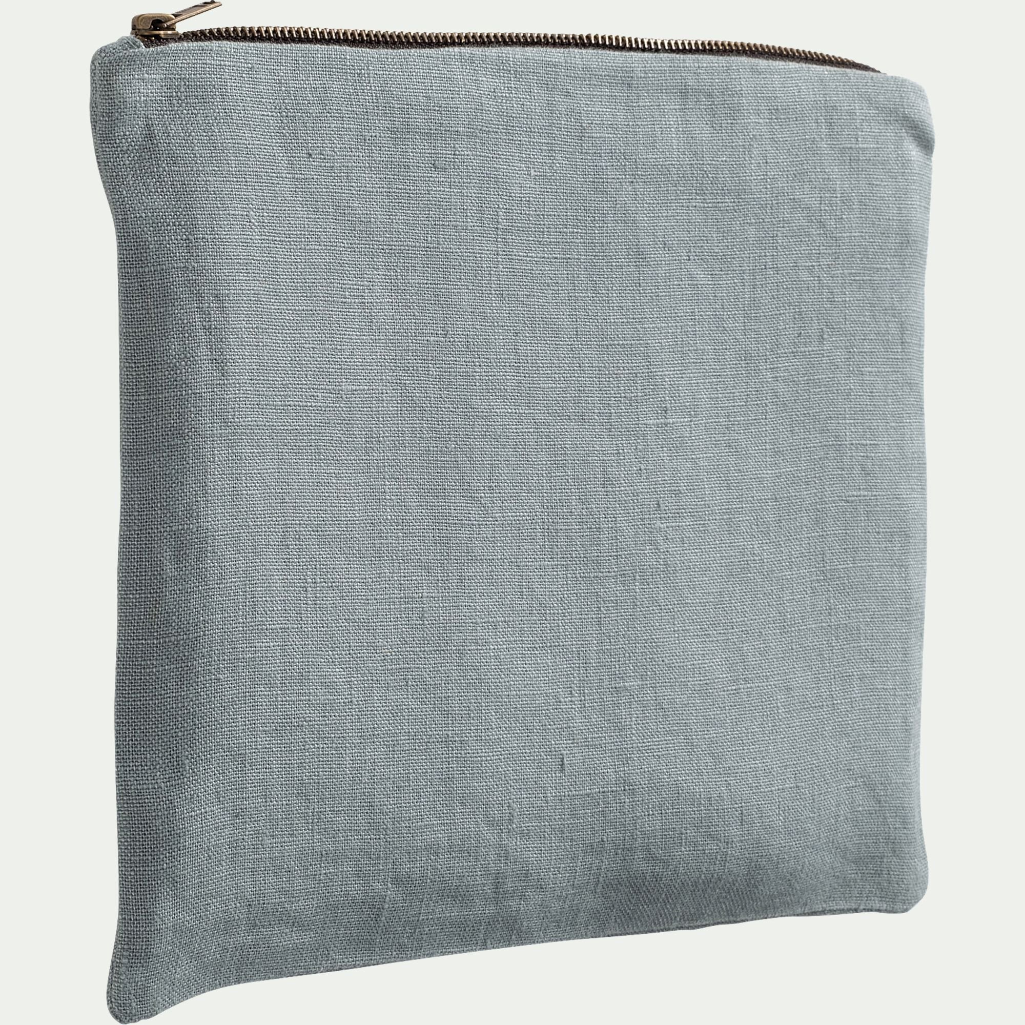 LUCETTE - Trousse de toilette en lin - bleu calaluna