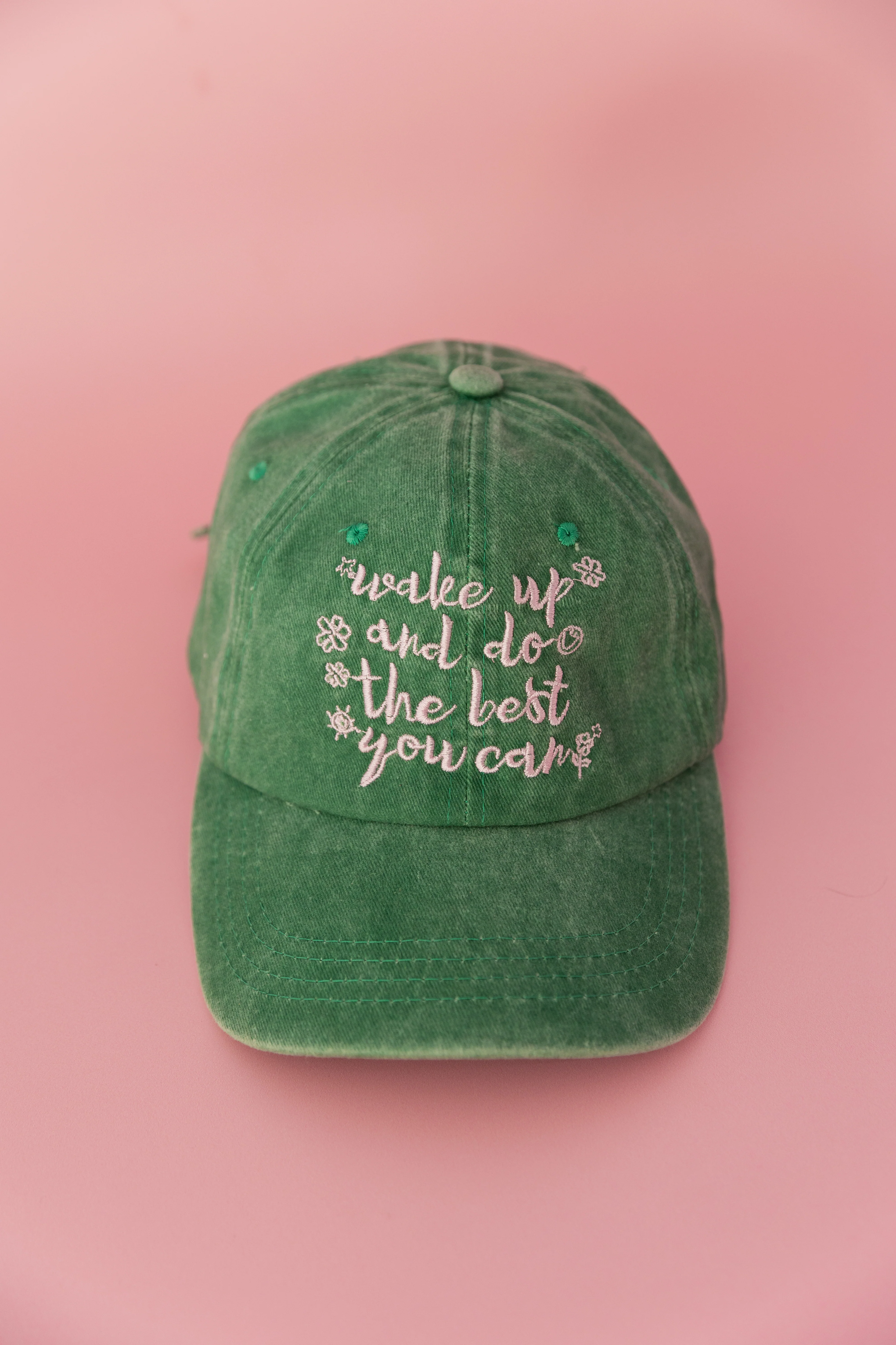 Essentials Slogan Cap in Show Up Green