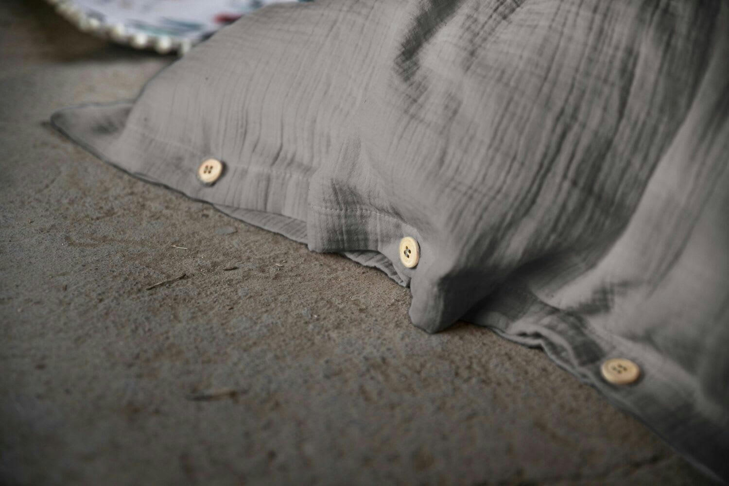 GRIS FONCE - Housse de couette gaze de coton gris 140x200 cm