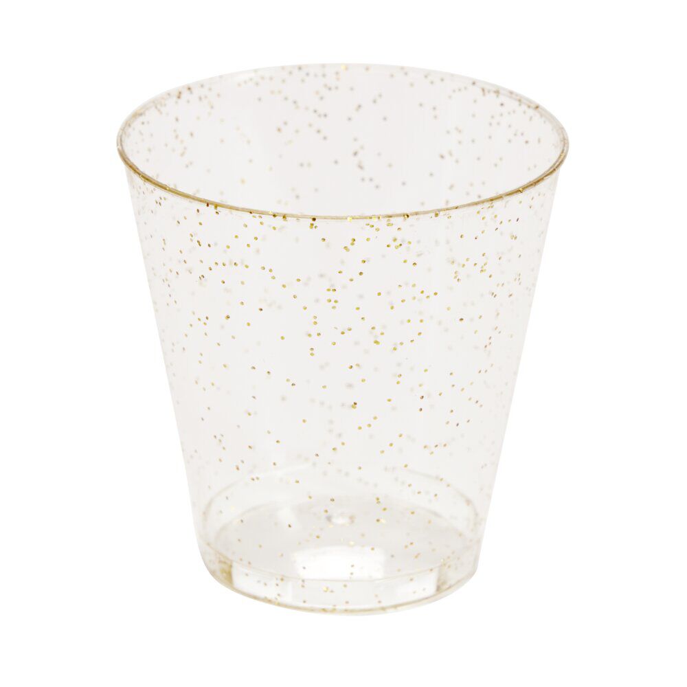 Verrine plastique réutilisable x10 carrée dorée pailletée 3x3xH5cm