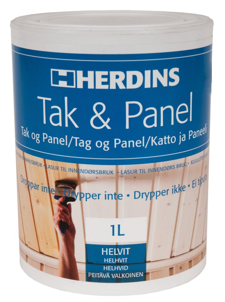 LASUR HERDINS TAK- & PANELHVIT HELHVIT 1L
