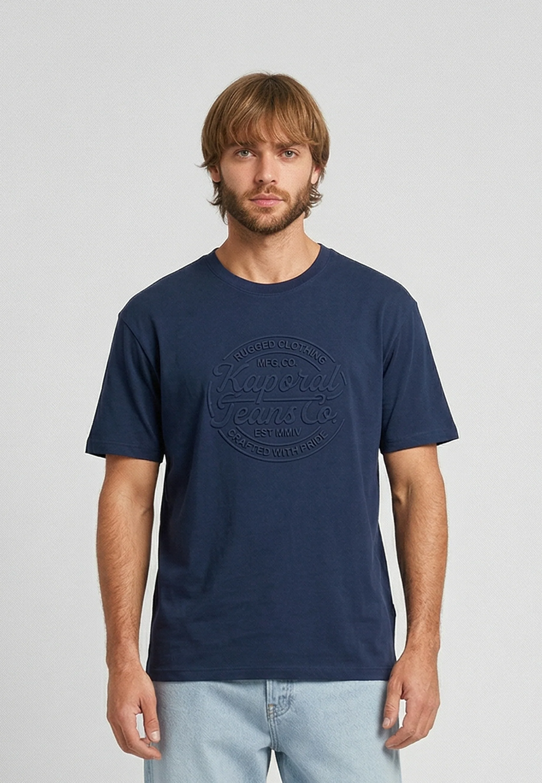 T-shirt manches courtes regular bleu marine coton KRAFT