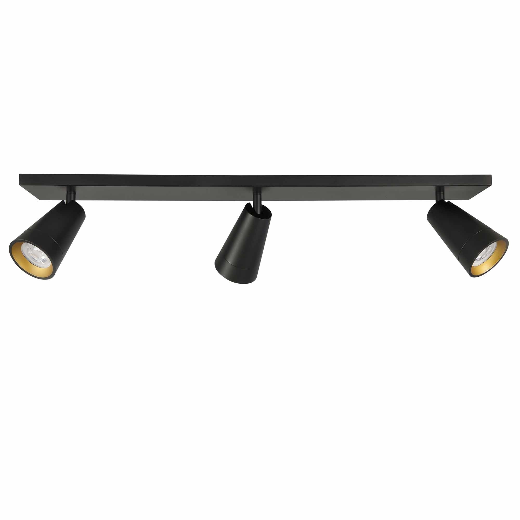Highlight spot Petunia - 3 lichts - 65 x 13  cm - zwart - goud