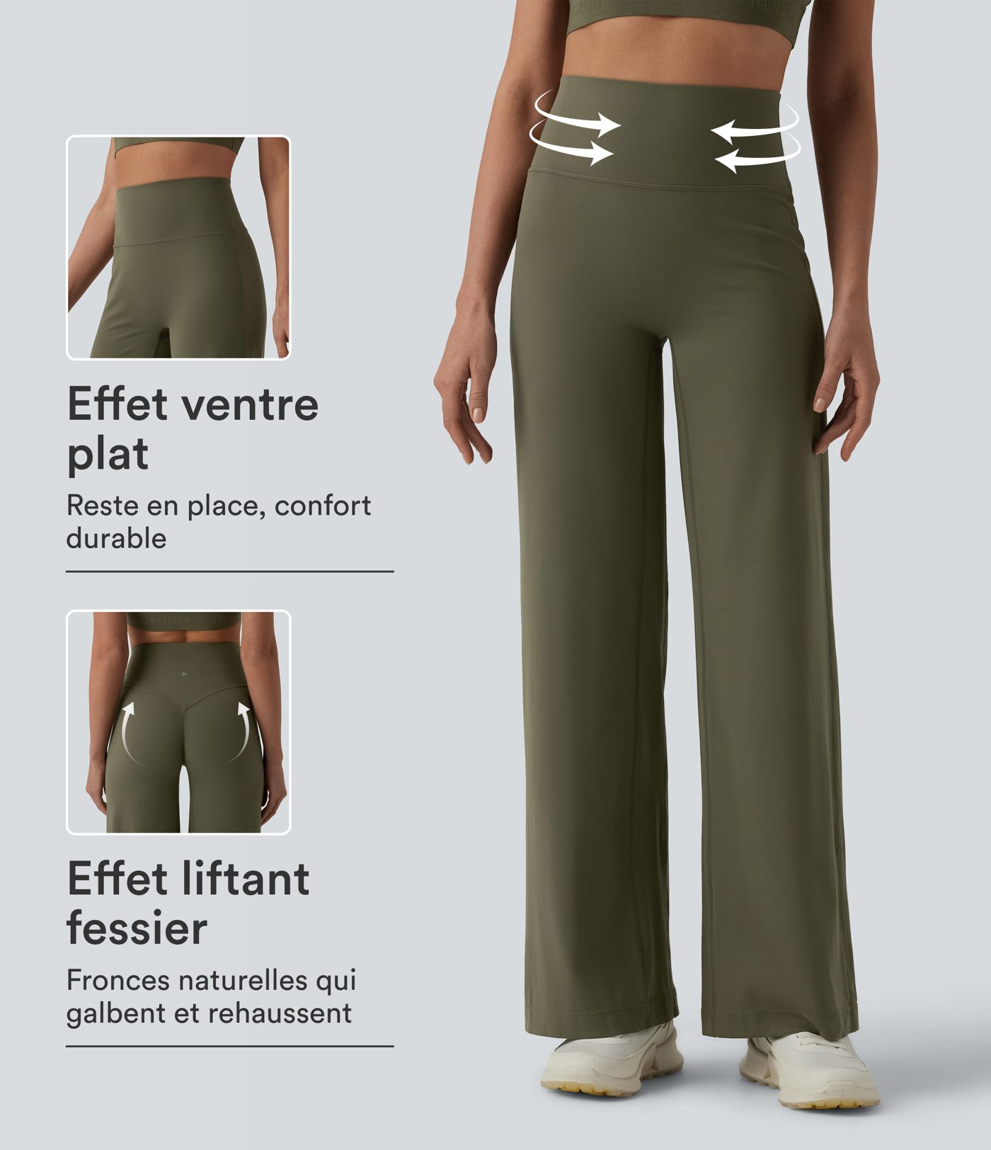 SoftlyZero™ Pantalon yoga coupe droite gainant taille haute à fronces - UPF50