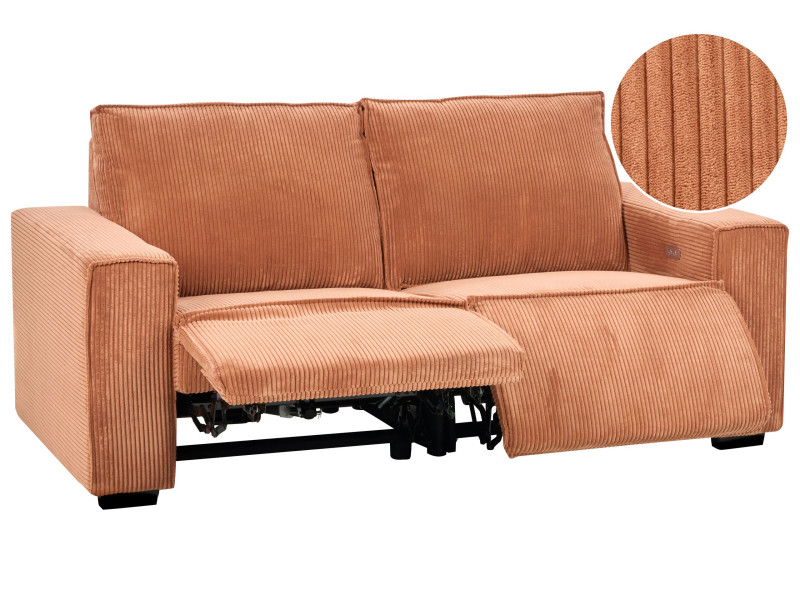 Sofa 3-osobwa regulacja sztruksowa pomarańczowa