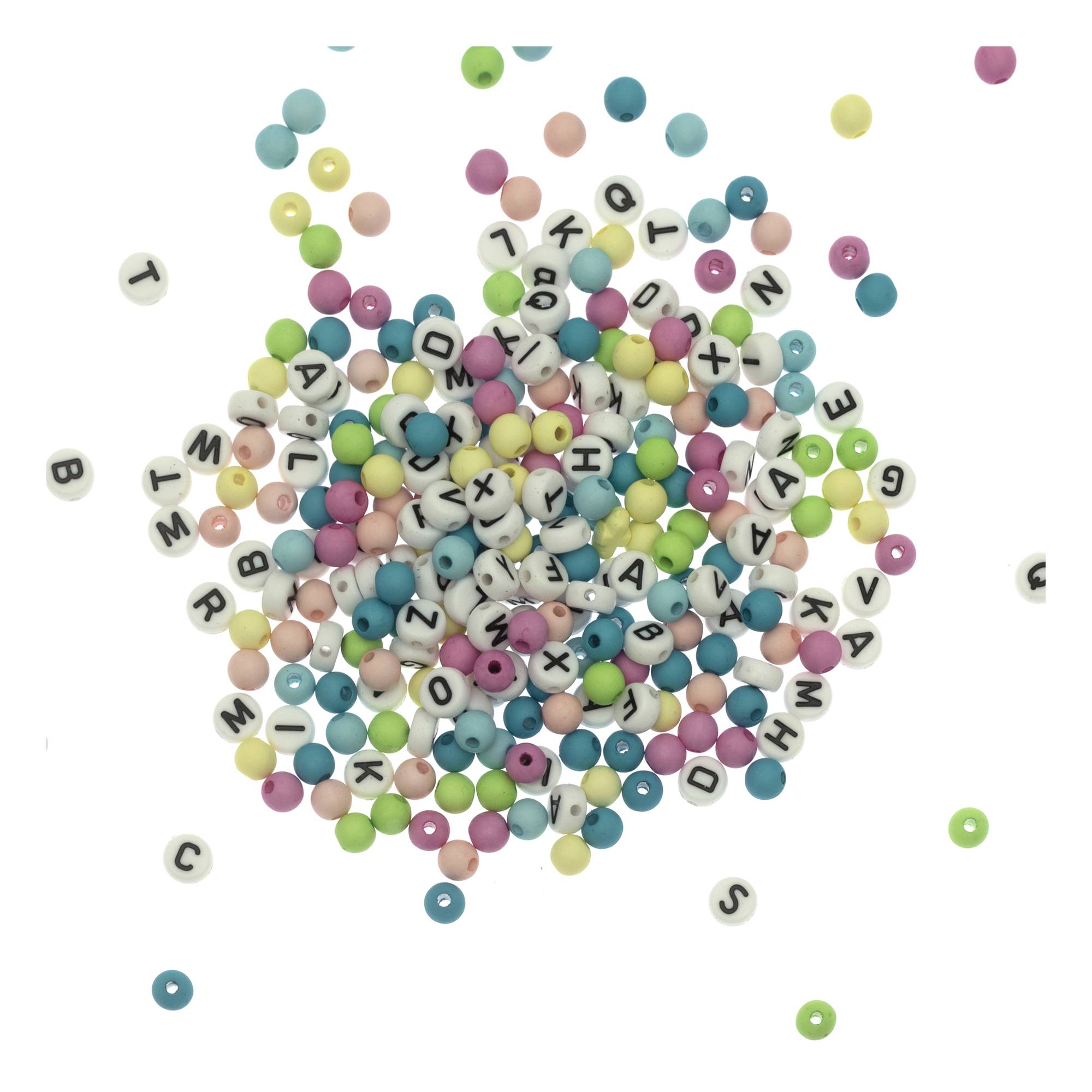 Pastel and Alphabet Beads 50g