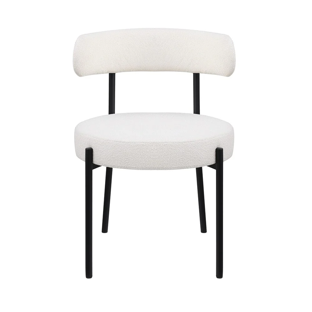 Dining Chairs Set of 2 Round Upholstered Boucle Dining Room Chairs