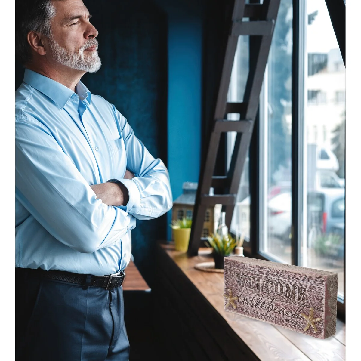 CoTa Global Welcome To The Beach Driftwood Block Sign - 8.25×3.5 Inch