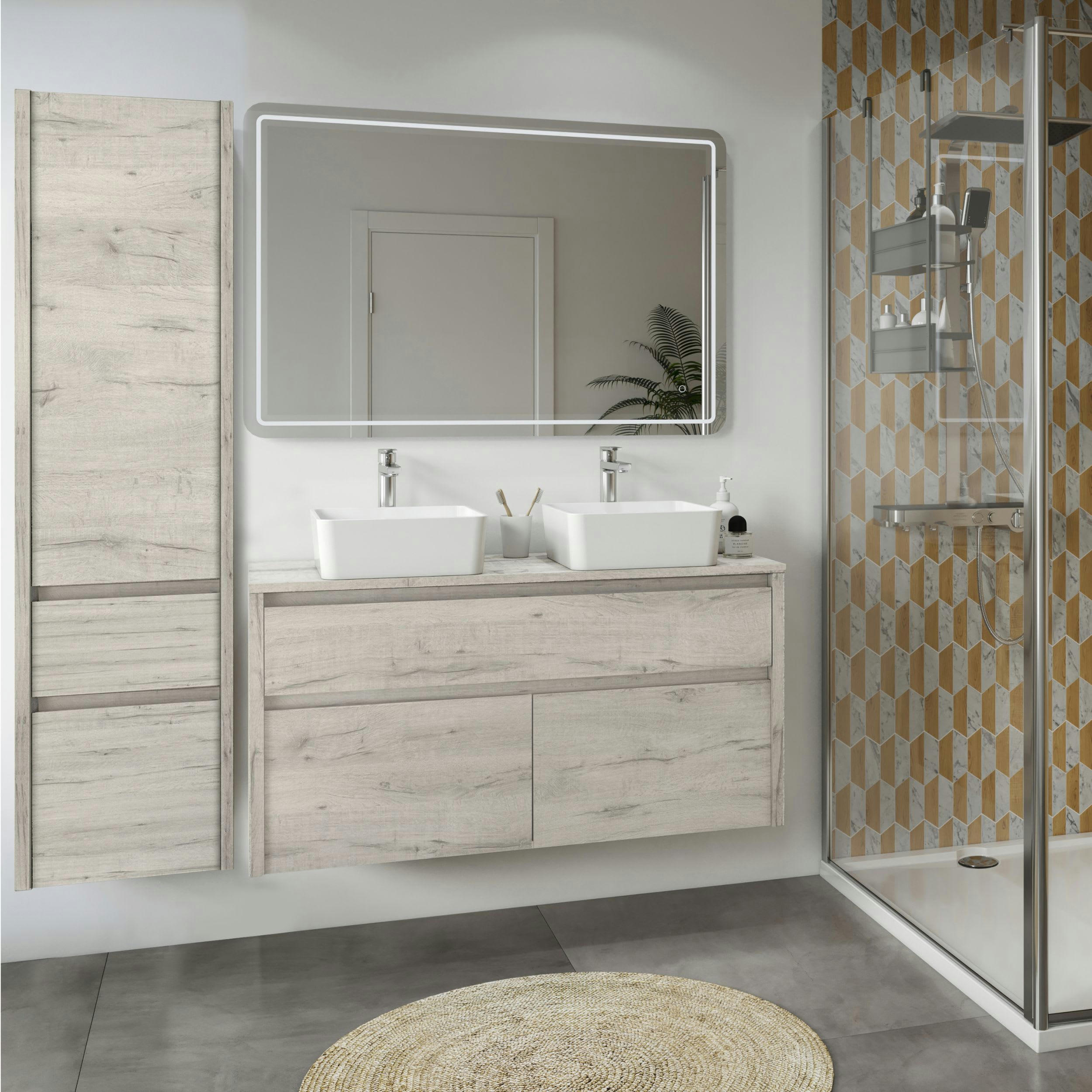 ASTON - Colonne de salle de bain avec rangement PPSM Chêne Vintage