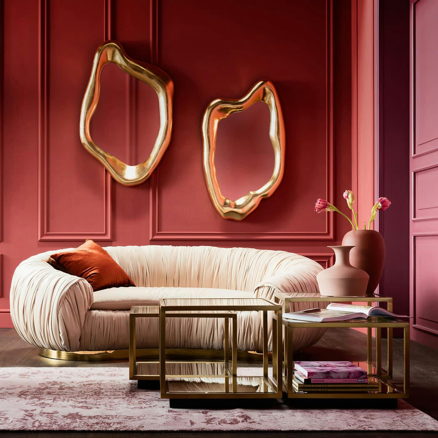 PERUGIA - Canapé 2 places en velours beige