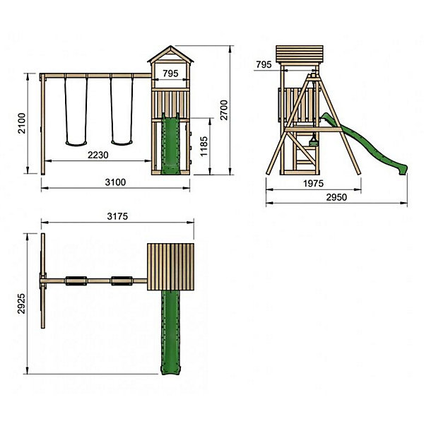 Aire de jeux Masgames CARLIT L toit en bois Mur d'escalade