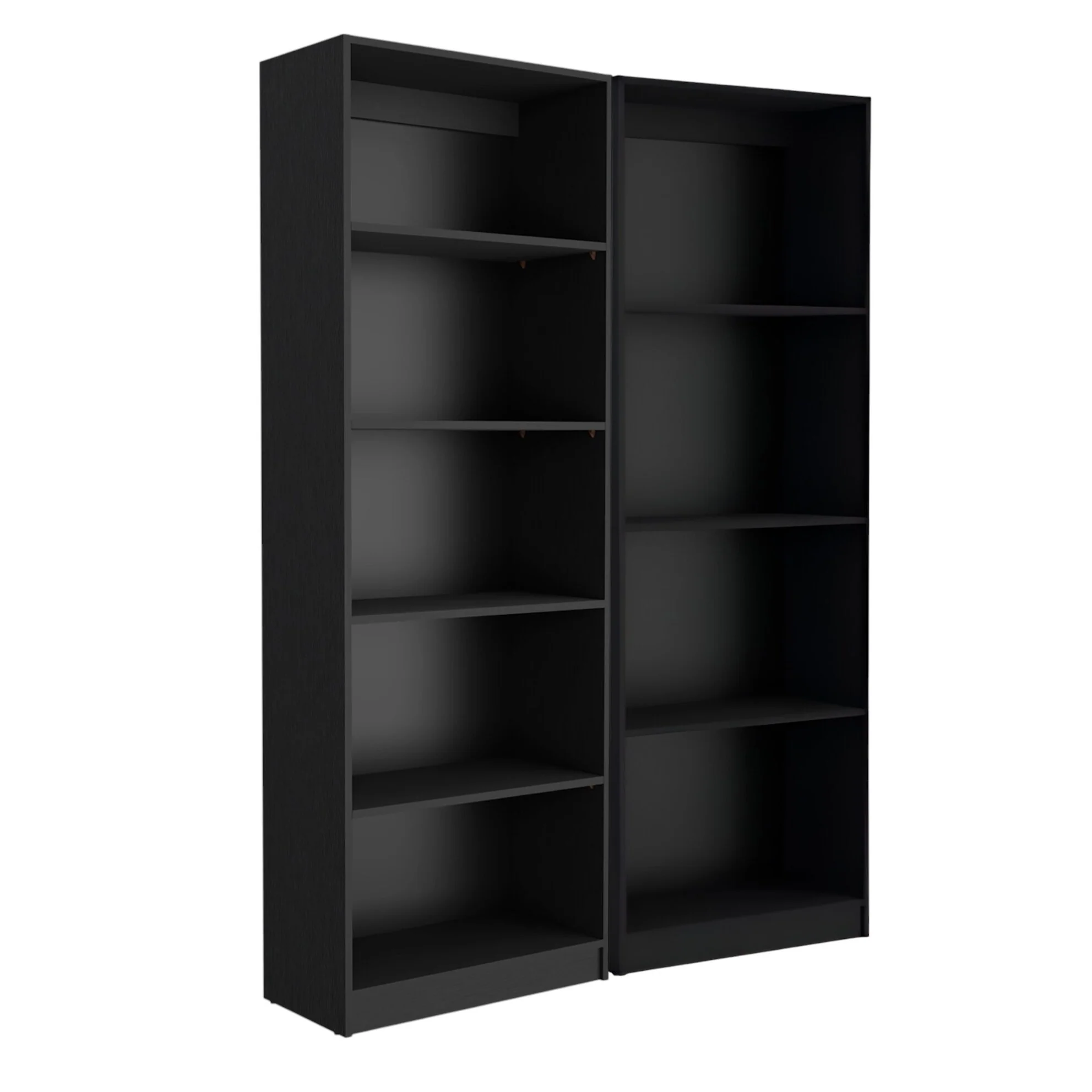 HomeRoots Set of Two Black Wood Multi Tier Bookcases