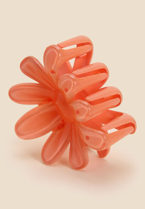 Womens Orange Flower Claw Hair Clip