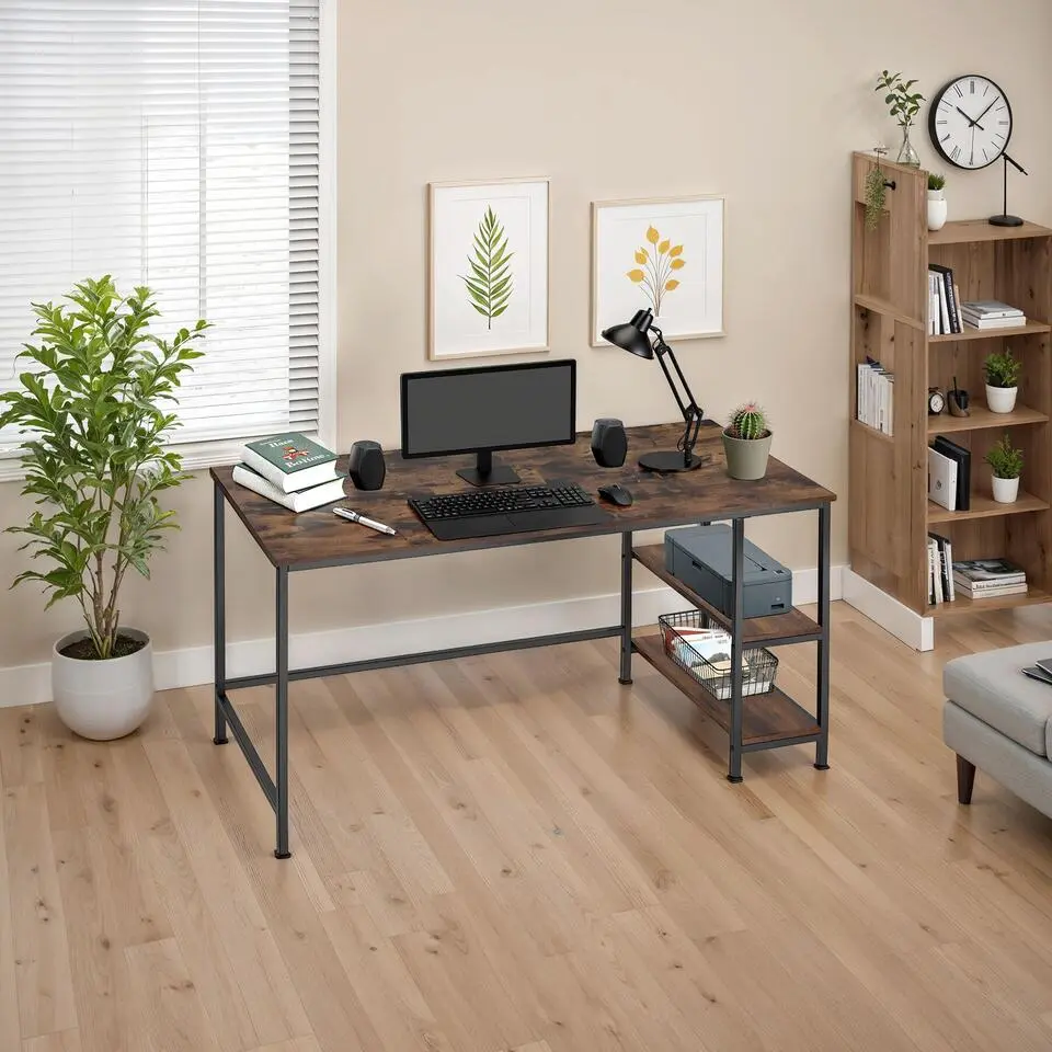 tectake Bureau Canton 120x60x75,5cm, Industrieel Hout Donker, Rustiek