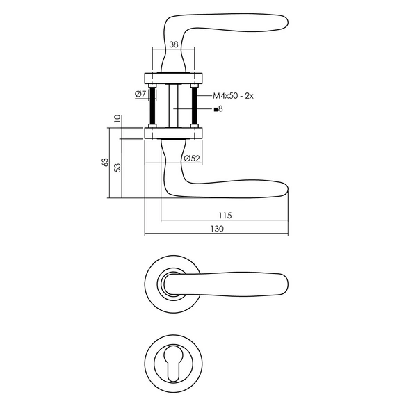 Türdrücker »Bjorn«, D.52x10 mm PZ-Rosetten