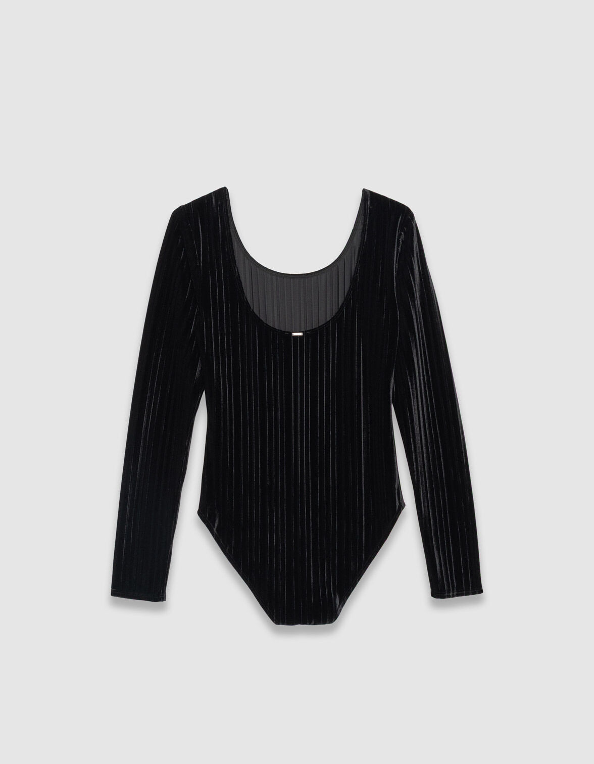 Body noir maille velours plissée Femme