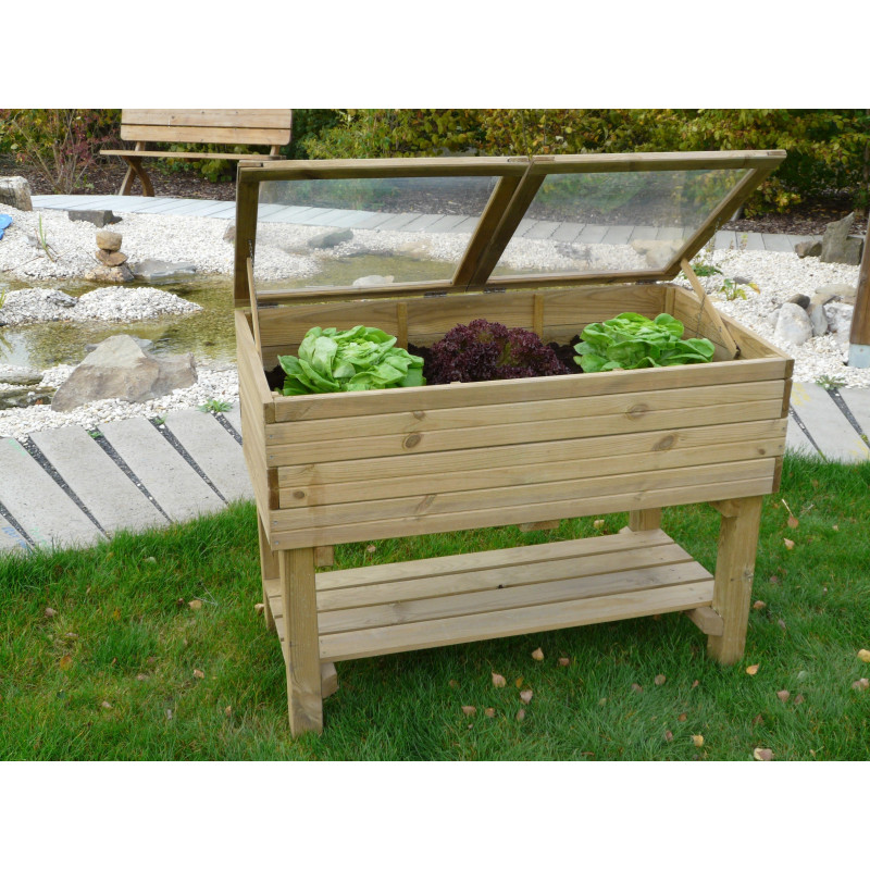 Carré potager sur pieds avec serre 120 x 60 x 90 cm SOLID