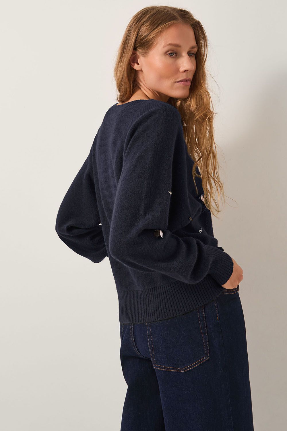 Monsoon Sable Sequin Embellished Jumper Blue