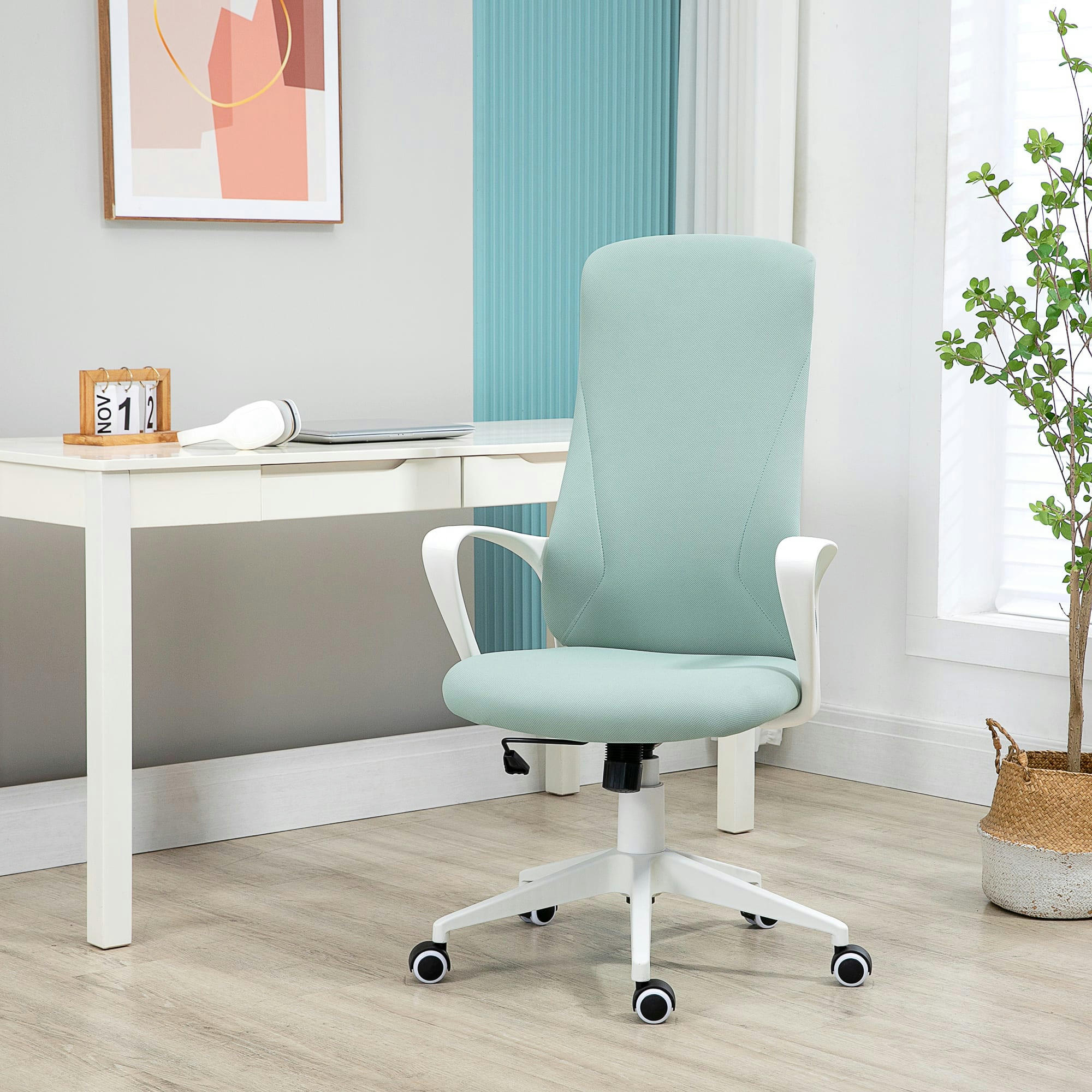 - Fauteuil de bureau manager ergonomique polyester vert d'eau