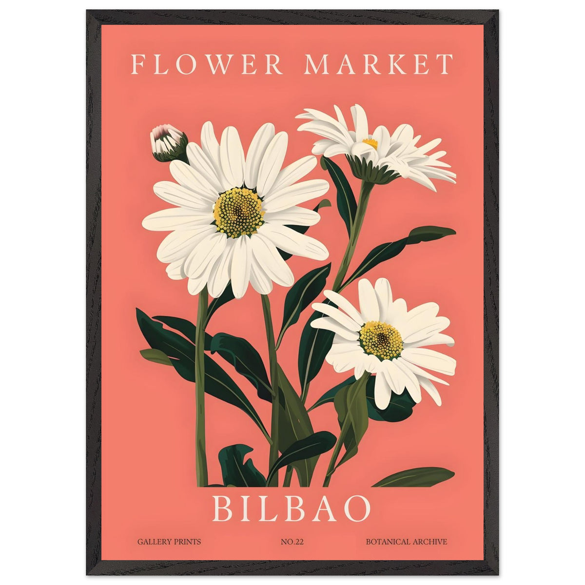 Artfulprints Poster met Lijst Flower market - Bilbao  - 50x70 cm - Roze
