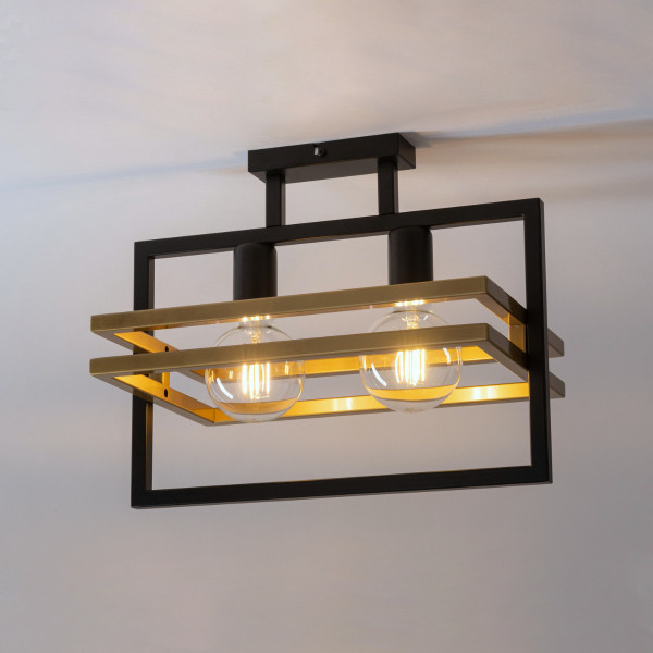 Lampa sufitowa czarno-złota Merci 2xE27x15W wym: 34x40,5x26 cm Sigma