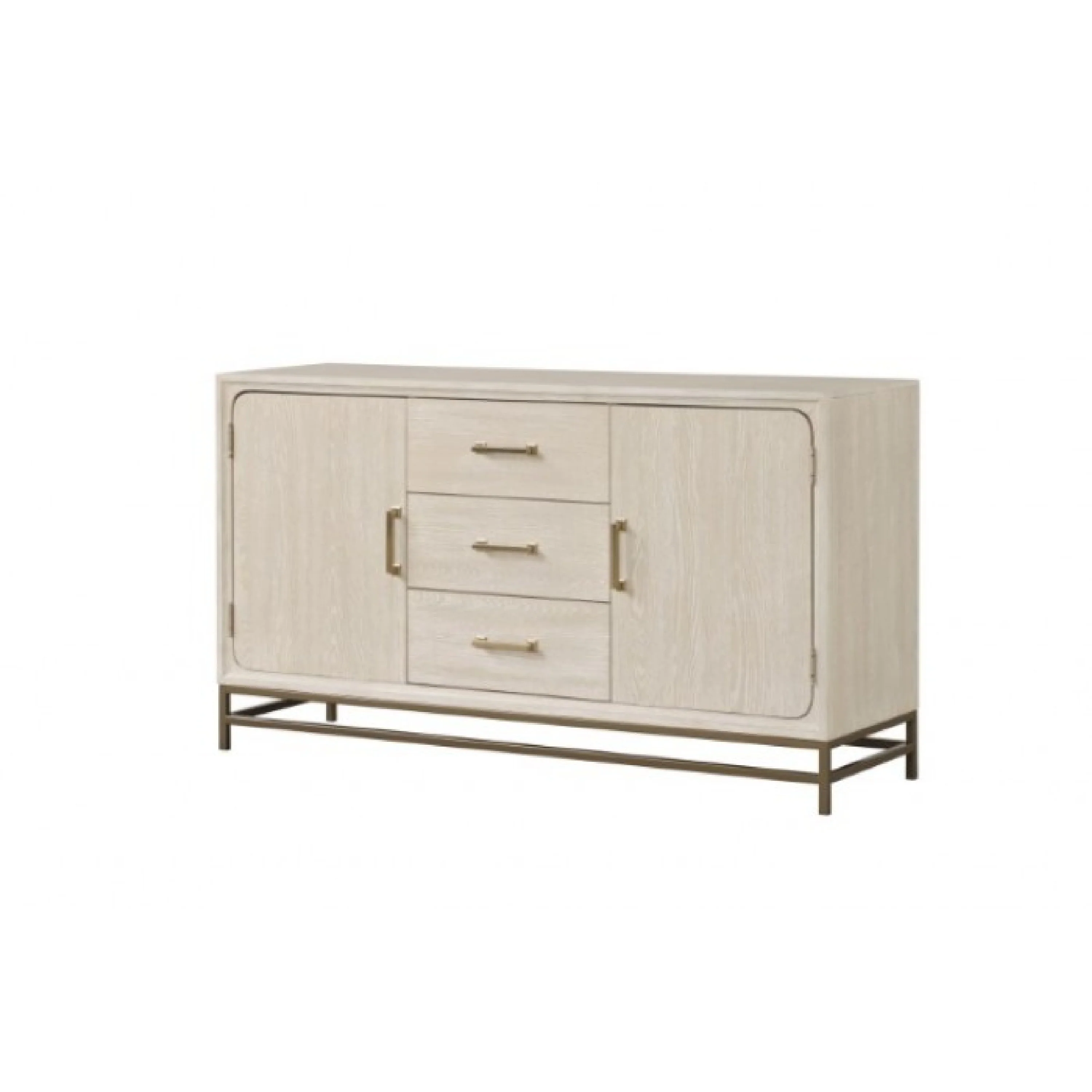 Rozie Sideboard Buffet Console, 3 Drawers, 2 Doors, Gray Wood, 60 Inch