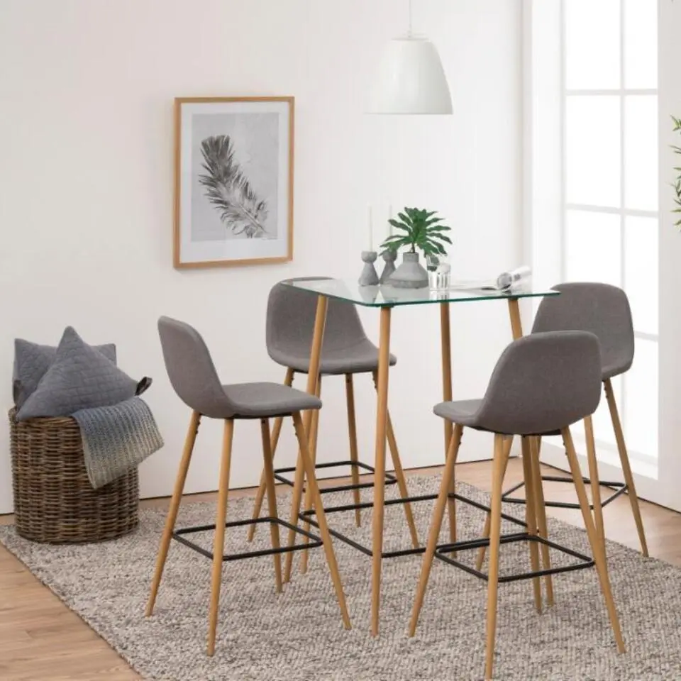 Barkruk Lichtgrijs/Naturel - Zithoogte 75cm - Willy - Set van 2