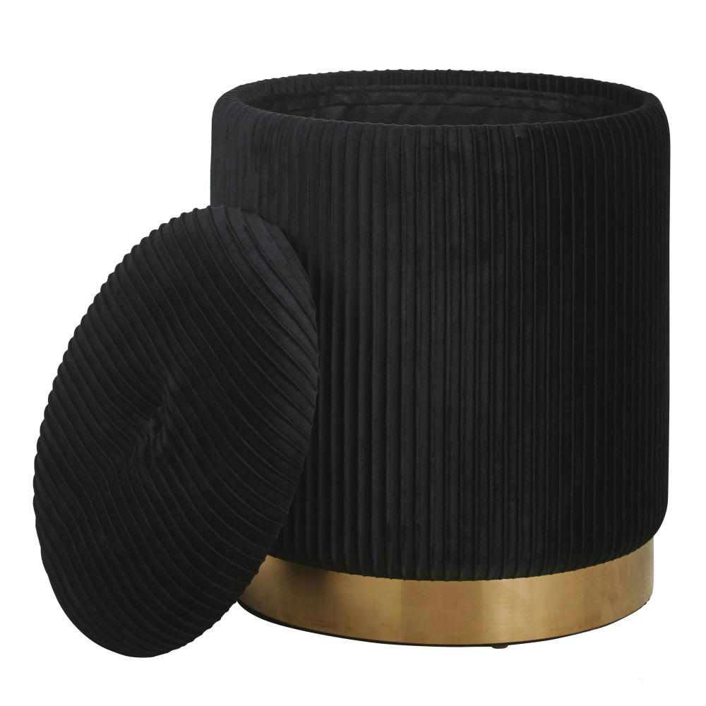 ADRIANNA - Tabouret coffre doré et noir