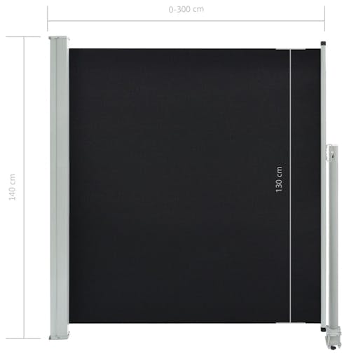 NNEVL Patio Retractable Side Awning 140 x 300 cm Black