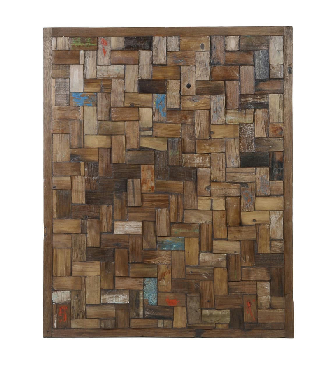 - Panneau morceaux en bois multicolorés 80x100