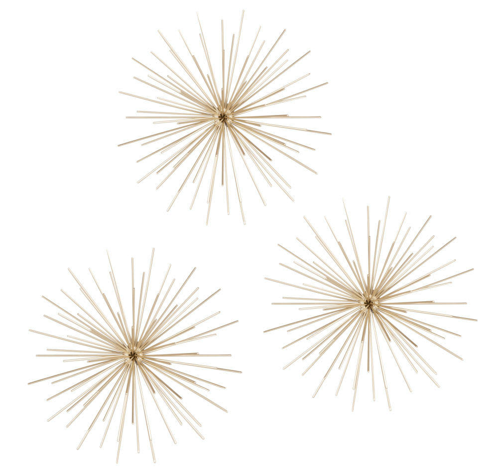 KATE - Déco murales en métal doré (x3) D20