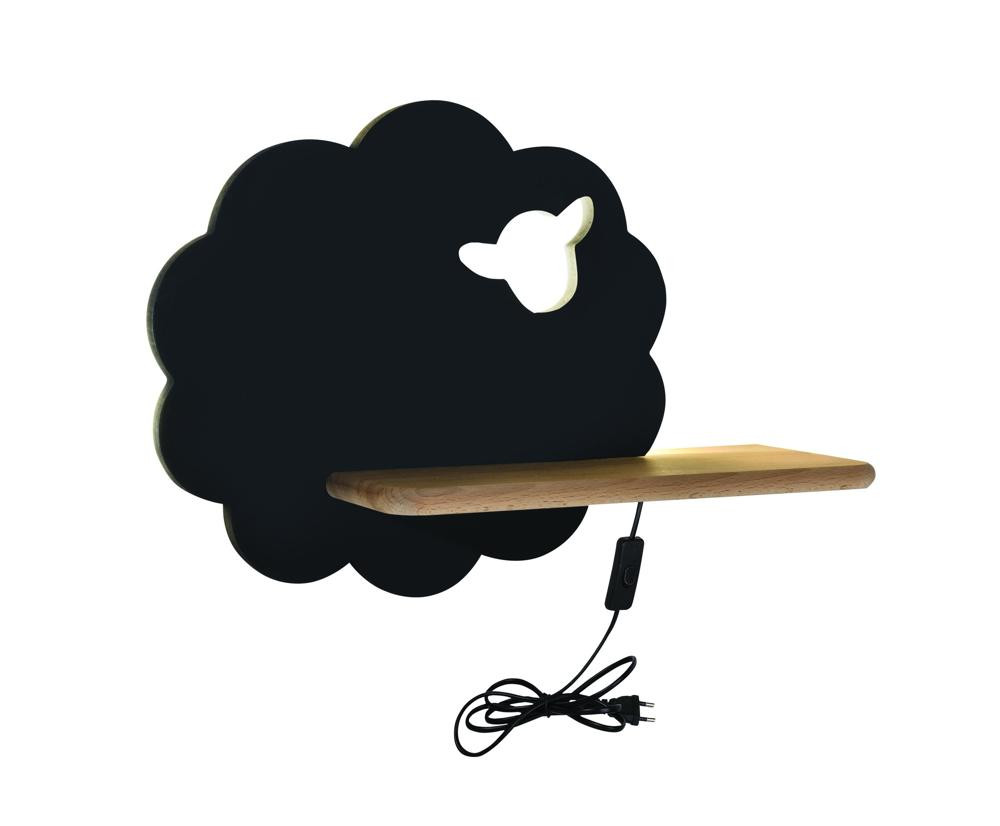 Lampa kinkiet SHEEP 5w led 4000k iq kids z przewodem z wł. i wtyczką czarny