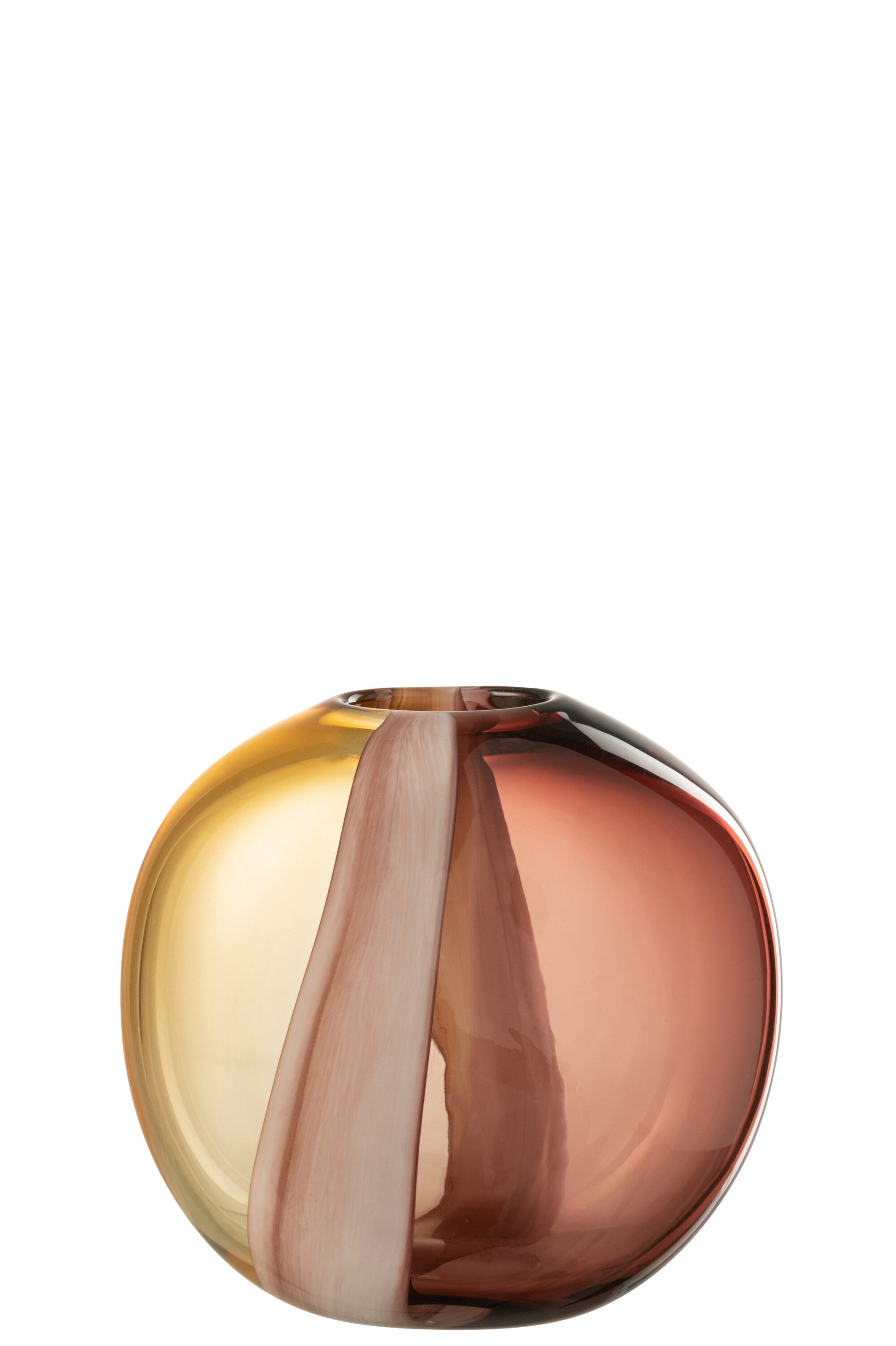 J-Line vaas Arun - glas - bruin/geel - small - Ø 11.5 cm