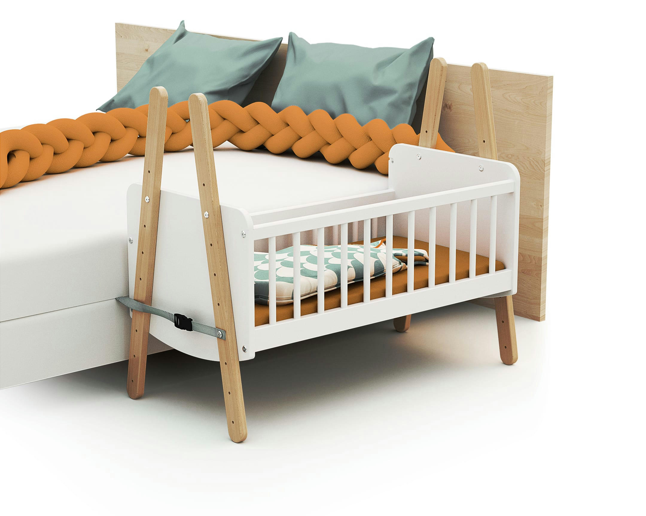 - Berceau cododo blanc et hêtre verni