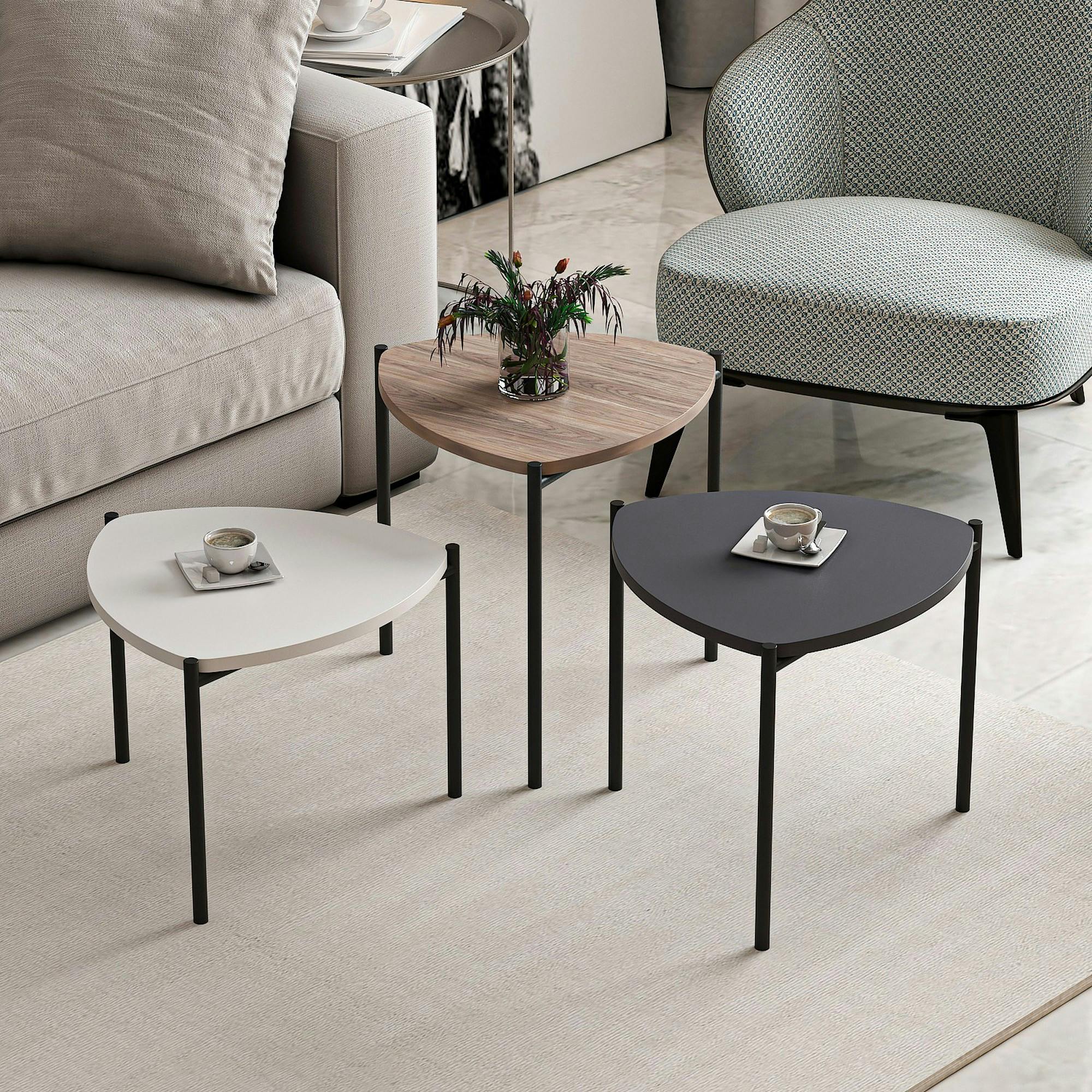 Petite table gigogne moderne 3 couleurs (lot de 3) JENA
